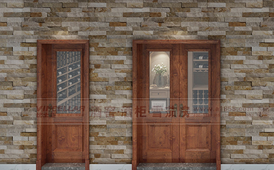 極簡係列玻（bō）木結合酒（jiǔ）窖門效果圖